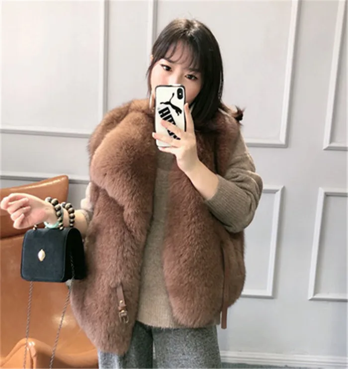 Color 7 Winterjas dames натуральный Полный Пелт Настоящий Лисий Мех жилет костюм воротник женский натуральный Лисий жилет Зимний Средний Waiscoat - Цвет: Color 7