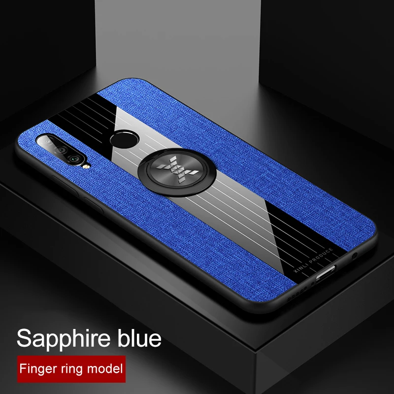 Blue With Ring Для huawei Honor 20S Чехол-кольцо держатель Ткань Твердый чехол Мягкая Рамка тканевый чехол для телефона для Honor 20S Русская версия - Цвет: Blue With Ring