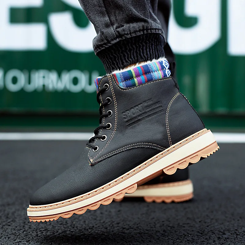 

New Men Boots Leather Waterproof Lace Up Military Boots Men Ankle Lightweight Shoes for Men Sneakers Autumn Winter Casual