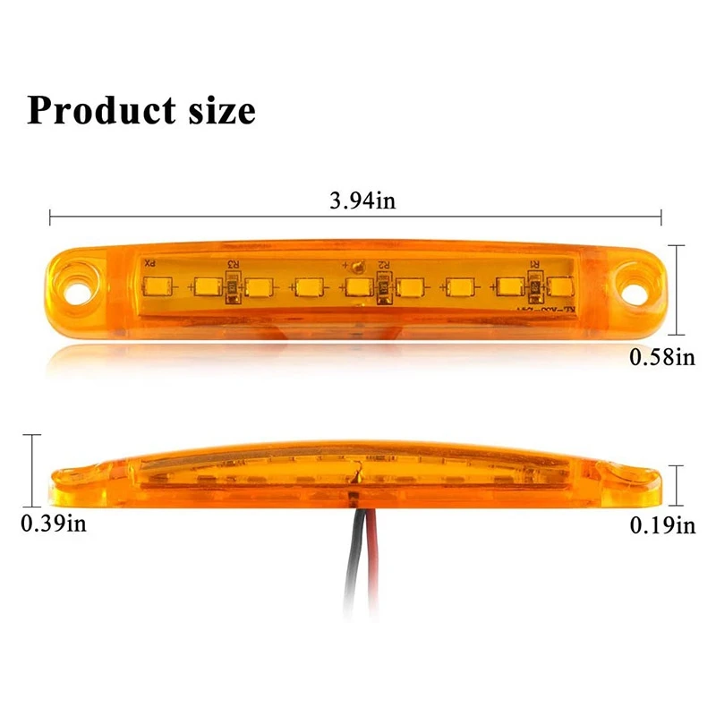 

AU04 -10Pcs 12V Side Marker Lights, 9 LED Waterproof Kit for Truck Bus RV