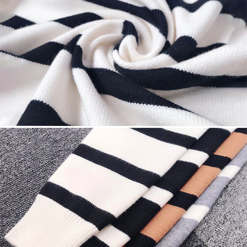 

Turtleneck Women Sweater Striped Long Sleeve Sweater Women Fall Autumn Woman Sweaters Jumper Pullover Sweaters for Women Fashion