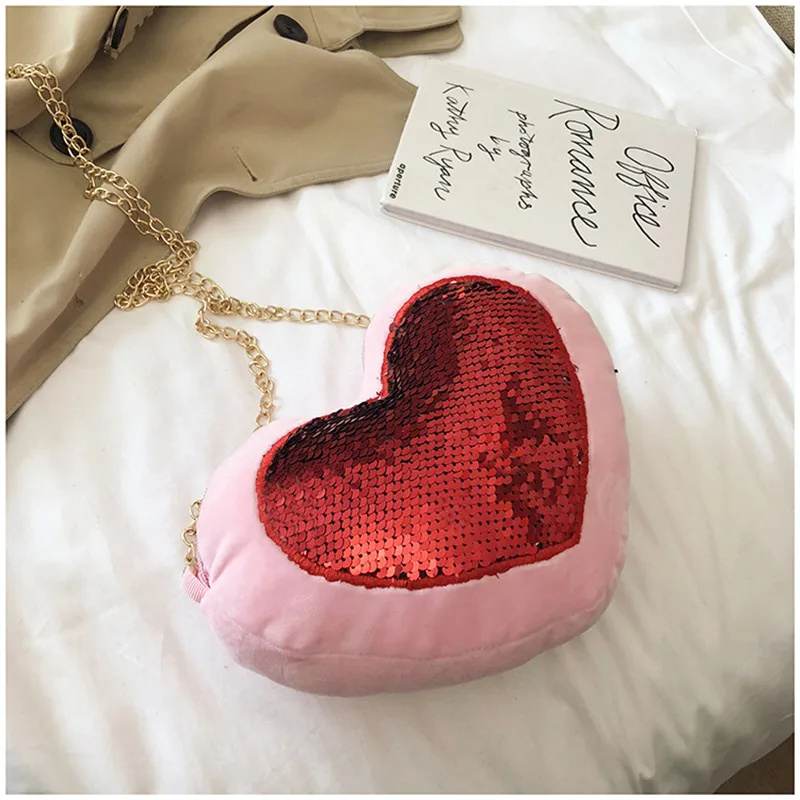 Женская сумка через плечо в форме сердца плюшевый кошелек на с цепочкой