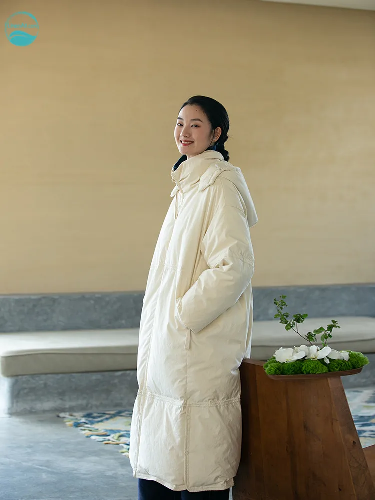 

LinenAll женское лаконичное, нежное и Элегантное зимнее плотное длинное пальто из хлопка