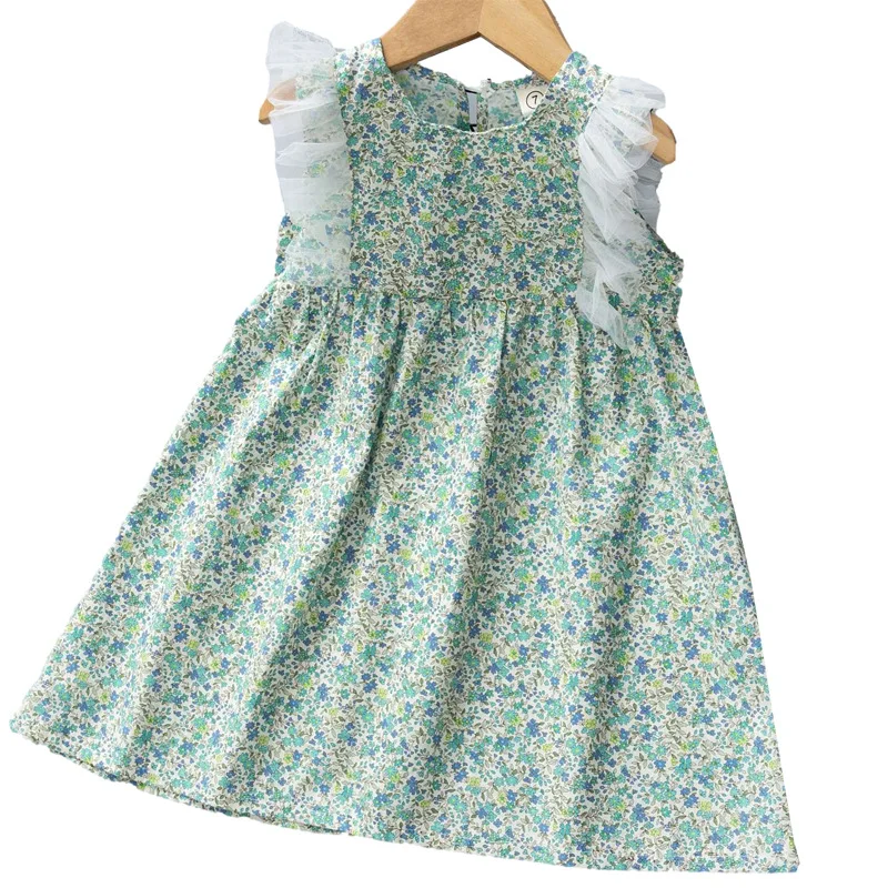 

Children Dress Girls Summer Floral Dress Lace Mesh Sleeveless Baby Girl Dresses Knee-Length Princess Dress for Girls 2 3 4 5 6Y