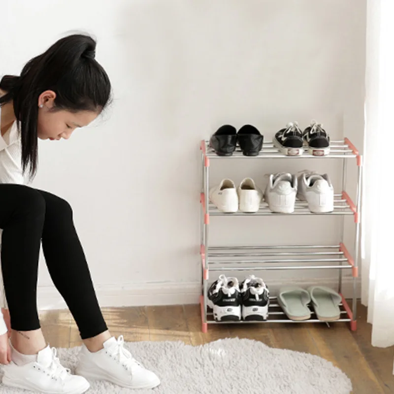 3/4 Layers Stainless Steel Shoes Storage Rack Shoe Hanger Display Shelf Holder Cabinet Racks Home Organizer |