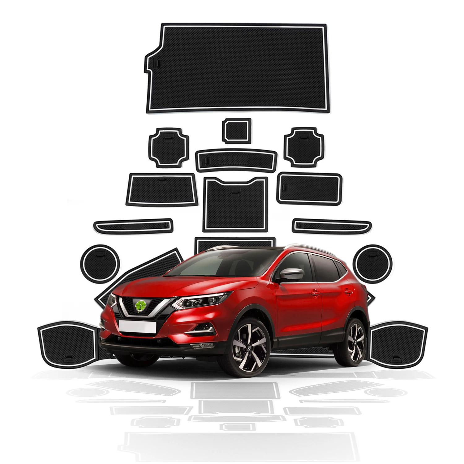 

RUIYA For Qashqai J11 SUV 2018 2019 2020 Car Door Groove Mat Anti-slip Slot Pad Auto Interior Organizer Accessories Red White
