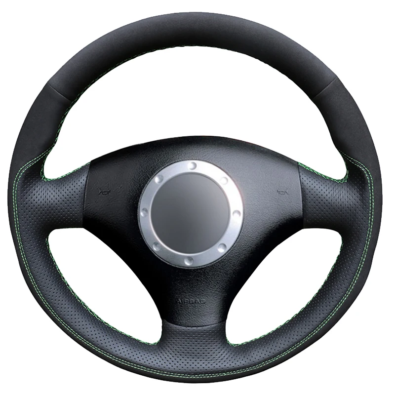

Черная кожа, черная замша, ручная вышивка Чехол рулевого колеса автомобиля для Audi A3 2000-2003 A4 2003-2005 S4 2004-2006 TT 2001-2006