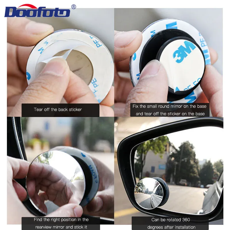 360 Degree HD Blind Spot Mirror Adjustable Car Rearview Convex Mirror for Car Reverse Wide Angle Vehicle Parking Rimless Mirrors