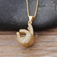 aibef hot sale new trendy copper zircon crystal ok gesture pendant gold necklace for women men couples party jewelry gift