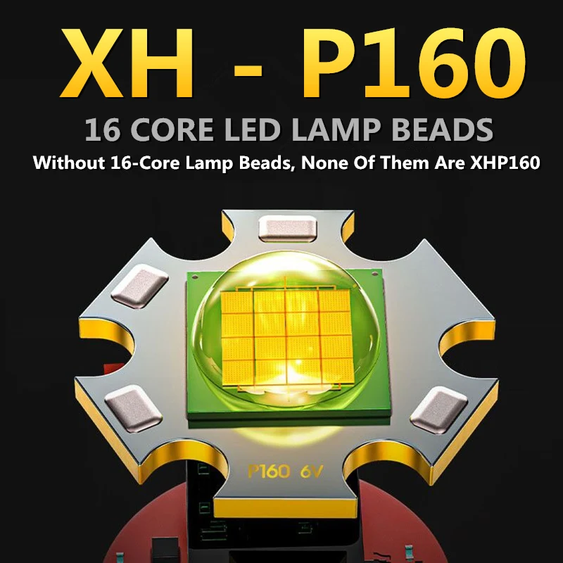 Мощный светодиодный фонарик XHP160 5000 мАч 26650 USB перезаряжаемый портативный