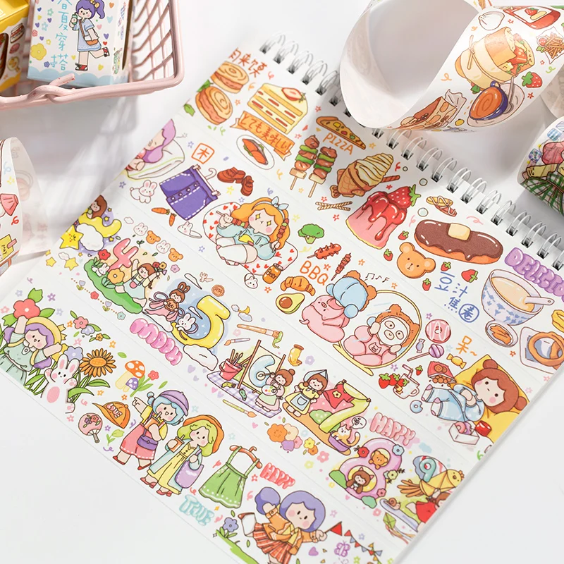 Мультипликационная кавай-девочка пуля журнал лента Washi Милая декоративная