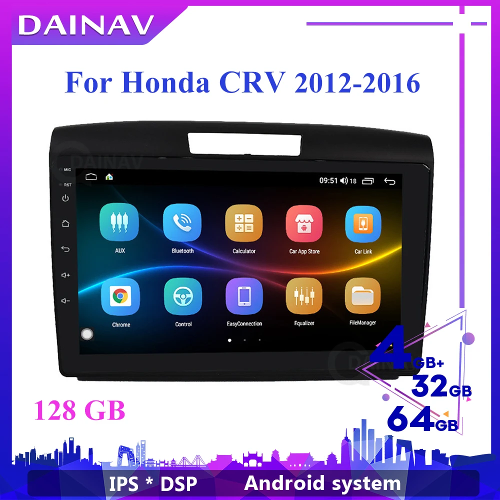 Автомобильный DVD-плеер на Android 10 2 DIN для Honda CRV 2012-2016 GPS-навигация стерео головное