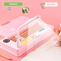 multifunctional pencil case with led light usb charging with fan table lamp student stationery box creative pencil case boy girl