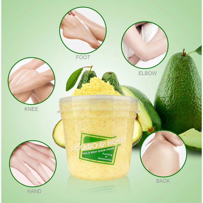 

Body Scrub Exfoliating Scrub 300ml Avocadd Honey Shea Butter Moisturizing Plant Essence Soften Cuticle Acne Skin Care