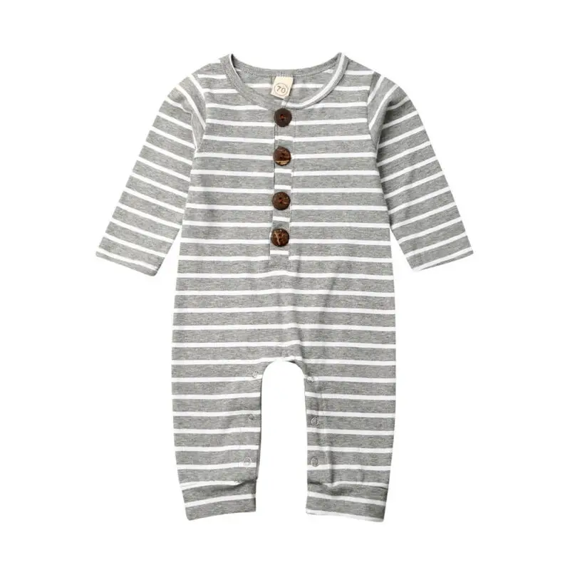 Комбинезон для новорожденных девочек и мальчиков полосатый комбинезон с