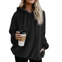 40 dropshippingplus size winter solid color 14 zip up fluffy hoodies women hooded sweatshirt