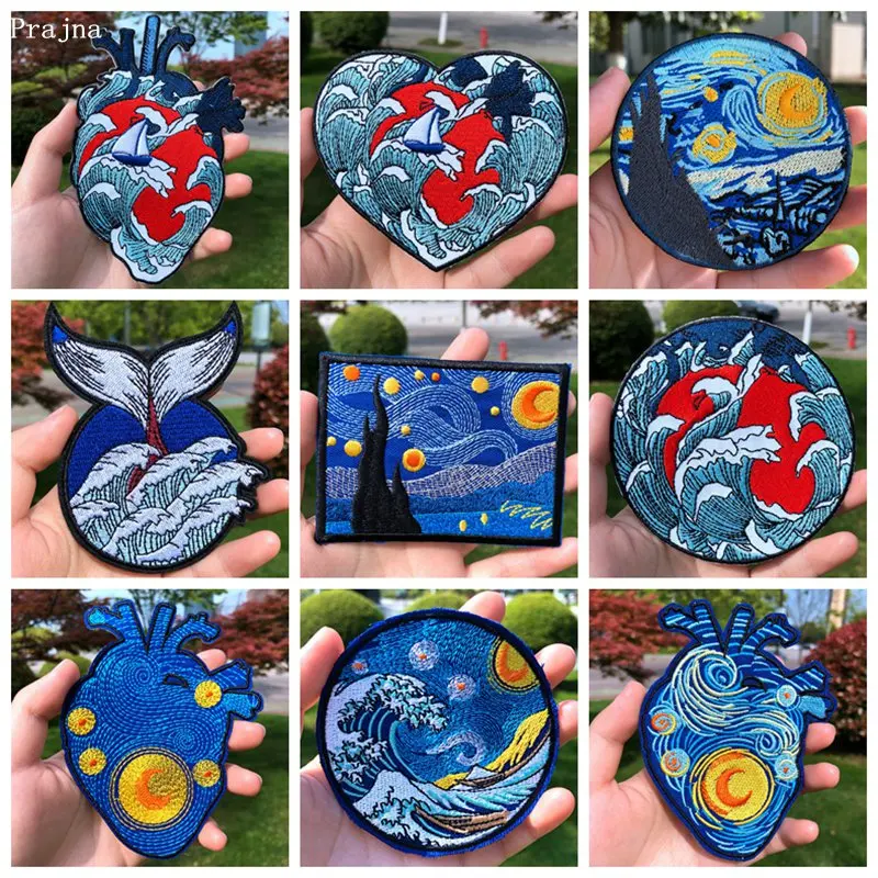 Prajna Van Gogh вышитые патчи для одежды железные на полоски одежде приключения