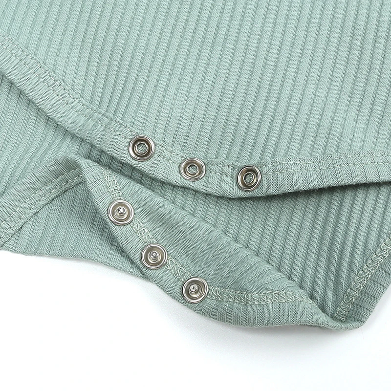 

Baby Boy Girl Autumn Clothing Set Cotton Comfortable Solid Infant Suit Ribbed Buttons Long Sleeve Romper Pants Newborn Clothing