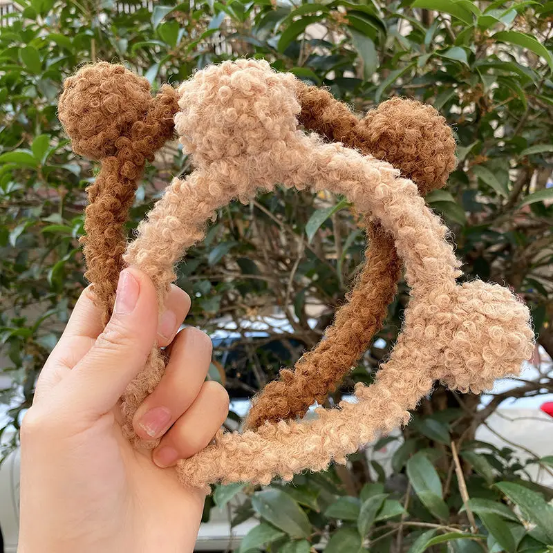 New ins Gils Cute Plush Bear Rabbit Ears Headband Autumn Winter Head Hoop Cartoon Girls Kid Hairband Headdress Hair Accessories | Красота и