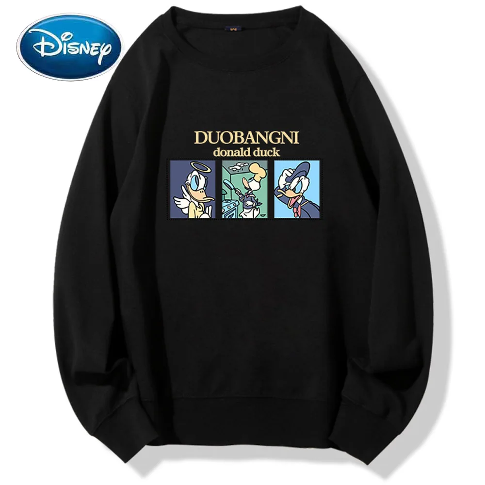 

Модная Толстовка Disney с принтом Дональда Дака, пуловер с круглым вырезом и буквенным принтом, женские топы унисекс с длинным рукавом, 6 цветов