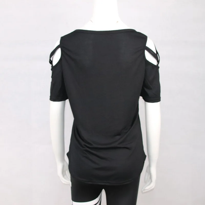 

Casual Fashion Round Neck Short Sleeve Solid Color Off Shoulder Women's T-Shirt Top