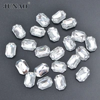 junao 10x14 18x25 20x30mm large clear square rhinestone applique point back crystal stones glue on strass diamond for diy carfts