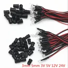 20 шт. 3 в 5 в 12 В постоянного тока 3 мм5 мм красныйзеленыйсинийRGB круглый Предварительно проводной водяной прозрачный светодиод с пластиковым держателем