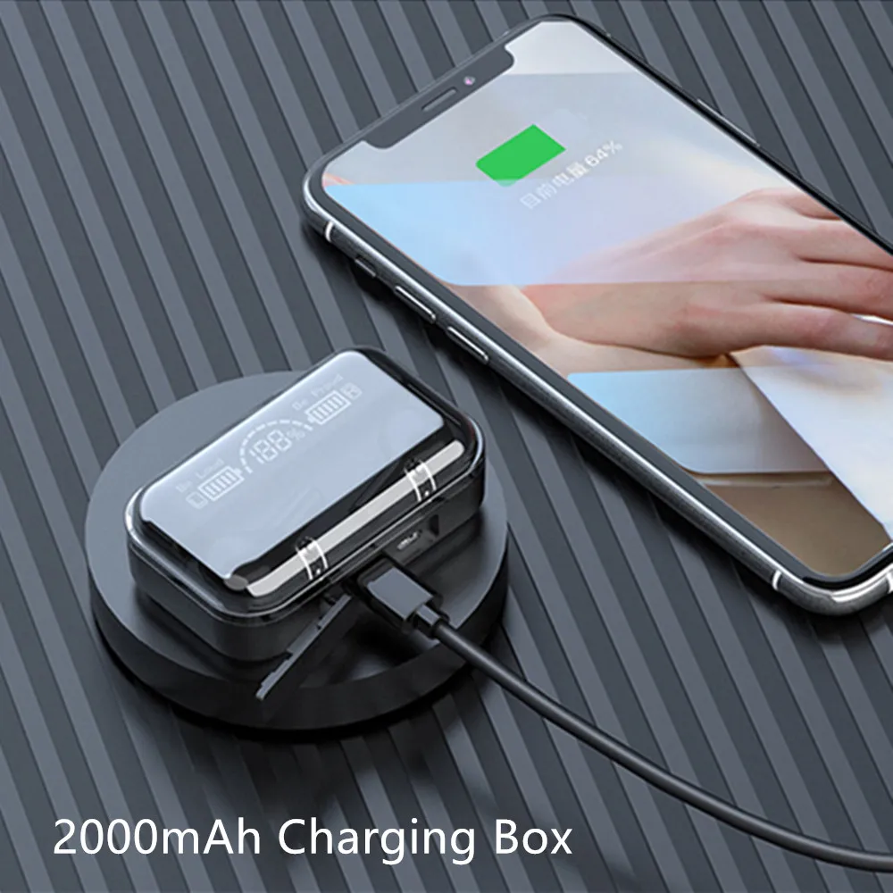 F9 наушники вкладыши TWS Bluetooth 5 0 Беспроводной светодиодный спортивные 9D Hi Fi стерео