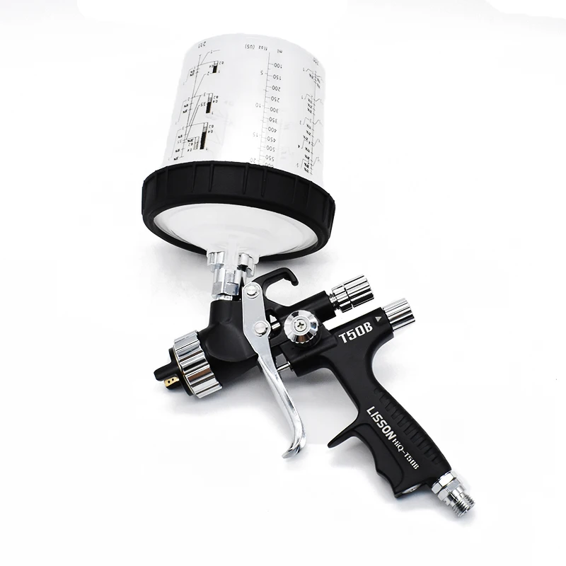 

LVLP Spray Gun 1.3mm nozzle Gravity Paint Spray Guns Airbrush with 600cc PPS Paint Mixing Cups Adaptor for Car Coating Painting