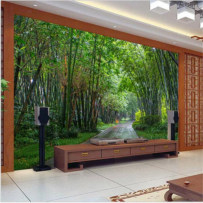 

Drop Shipping Custom Photo Wallpaper Stereoscopic Pastoral Landscape Forest Wallpaper Living Room Backdrop Bamboo 3d WallPaper