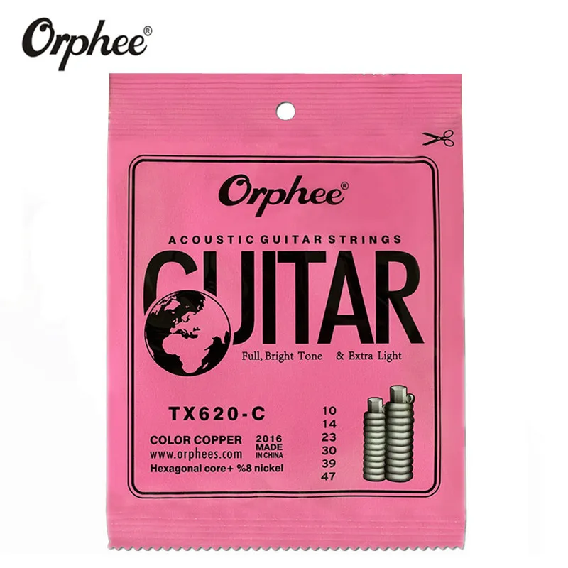 Orphee TX620 C 010 047 акустическая гитарные струны шестиугольная Ядро + 8% Никель цвет меди