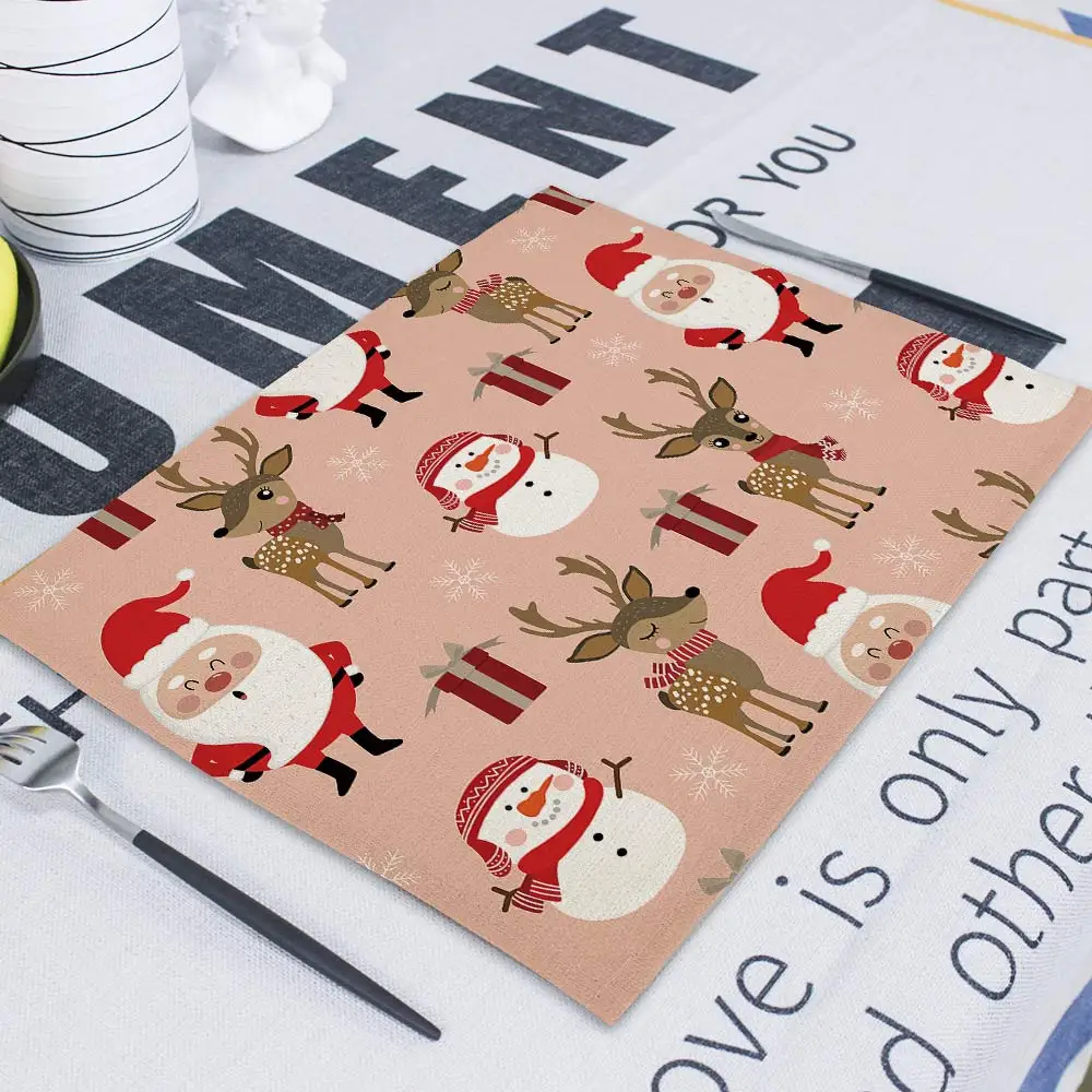 CD15-16 Рождественские столовые салфетки 42X32 ткань коврик чайные полотенца ткань для кухни свадебное блюдо декоративные бумажные сервировочные Матирующие салфетки - Цвет: CD15-16