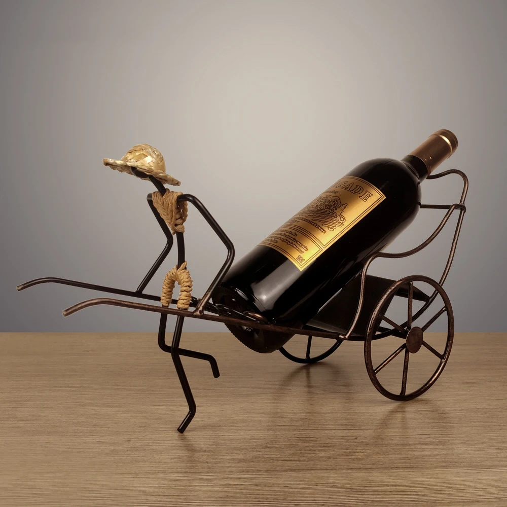 

Nostalgic Style Rickshaws Wine Rack Retro Iron Art Wine Bottle Holder Display Rack Shelf Home Bar Desktop Furnishing Decoration