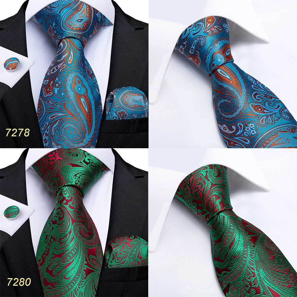 Подарочный мужской галстук зеленый синий Пейсли Шелковый Свадебный для мужчин