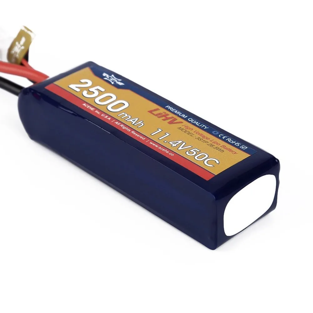 1 шт. ACEHE 11,4 V 2500mAh 50C 3S1P 28,5 WH с XT60 вилкой высокого напряжения Lipo батарея