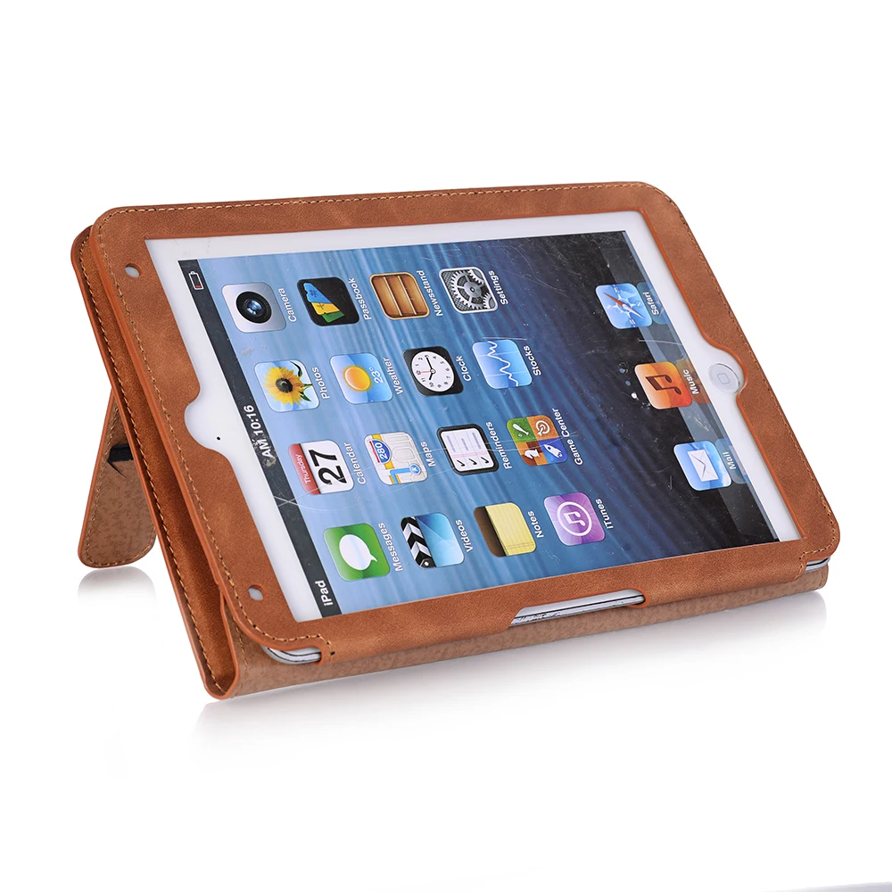 Retro Tablet Cover For iPad mini 2 3 Case Smart Card Slot PU Leather Stand Hand Strap Funda 1 A1432 | Компьютеры и офис