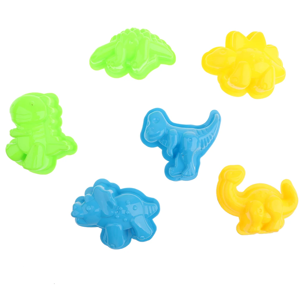 Set of 6 Plastic Sand Molds Dinosaur Beach Sand Castle Molds Sand Box Animal Mould Clay Toys Kids Children Baby Toys