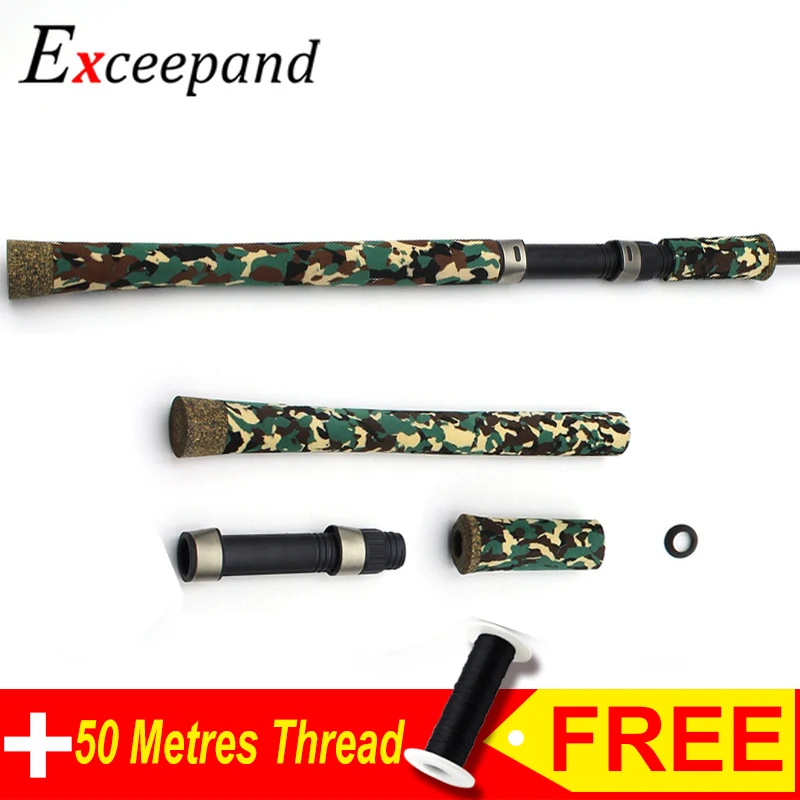 Exceepand Green CAMO EVA Spinning Fishing Rod Handle Grip with Reel Seat Rubber Cork Fishing Rod Building Replacement or Repair