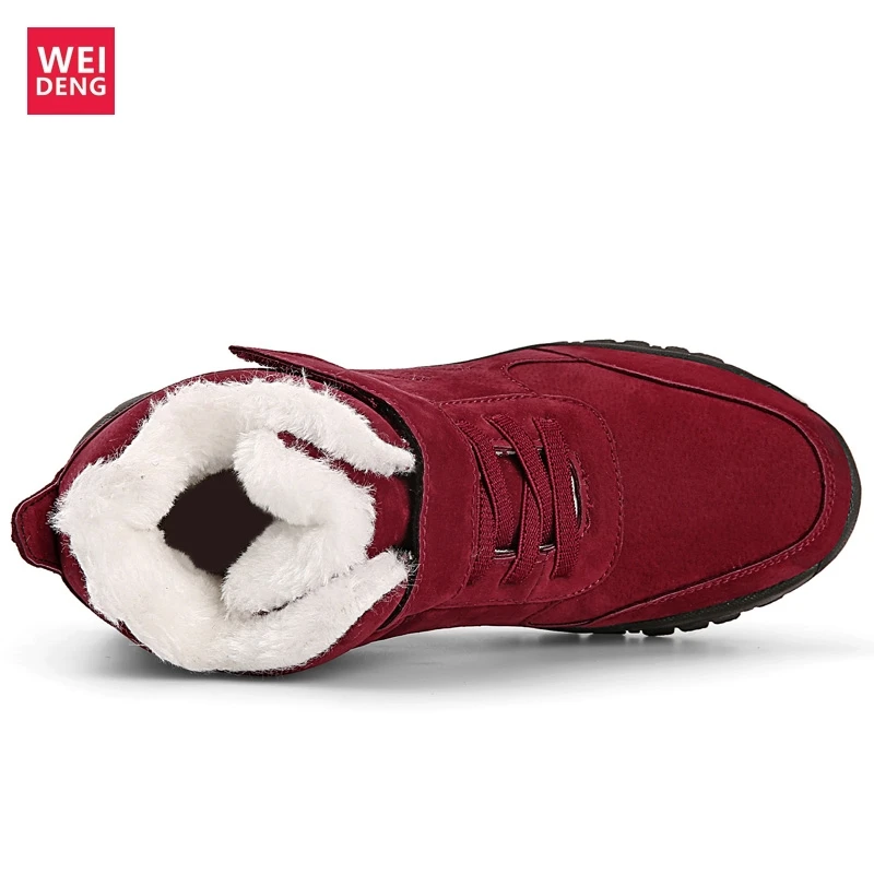 

Weideng Plus Size 36-45 Winter Couple keep Warm Shoes Women Outdoor Snow With Fur Plush Men Boots Lace Up Unisex Adult High Top