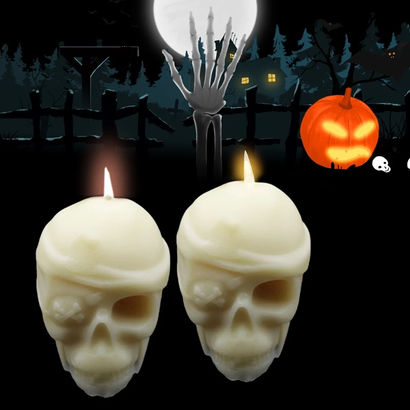 

Handmade Halloween 3D Skull Candle Epoxy Resin Mold Aromatherapy Plaster Silicone Mould DIY Crafts Decorations Casting