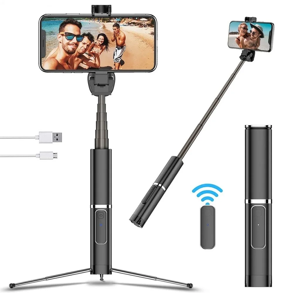 Bonola Portable Integrated Tripod Selfie Stick Hidden Phone Bracket Bluetooth Button Phone Self-timer Lever Holder For Phone enlarge