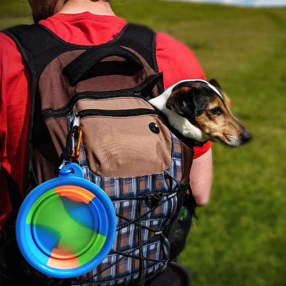 Складная дорожная силиконовая миска для питомцев портативная воды и еды собак