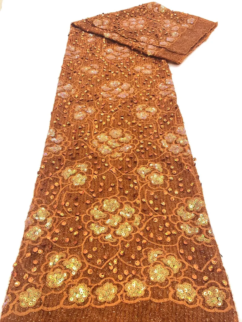 

New Fashion velvet Fabric with kinds of sequins for Party dress AJJ1 good price 5 yards soft material African velvet lace Fabric