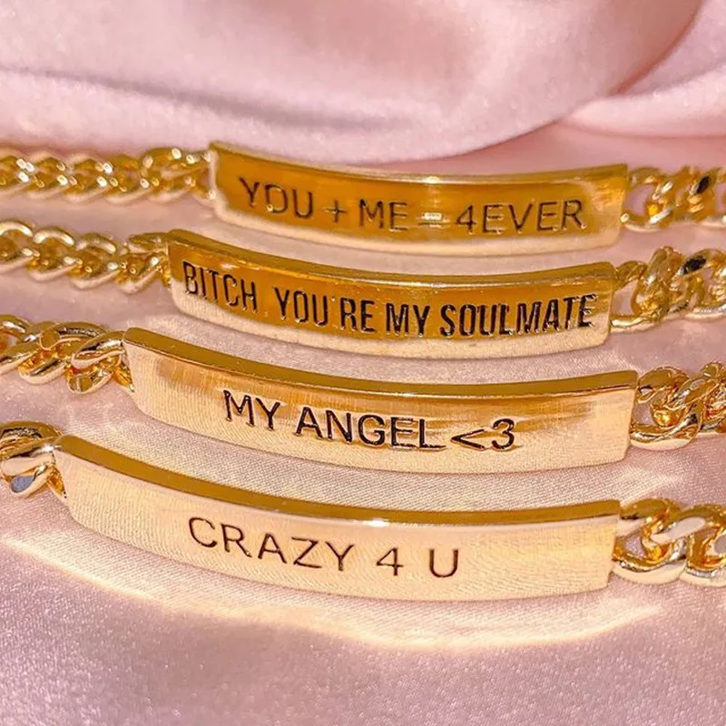 Панковские браслеты с гравировкой имени для мужчин и женщин из нержавеющей стали