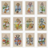 twelve months key patterns counted cross stitch 11ct 14ct diy chinese cross stitch kits embroidery needlework sets home decor