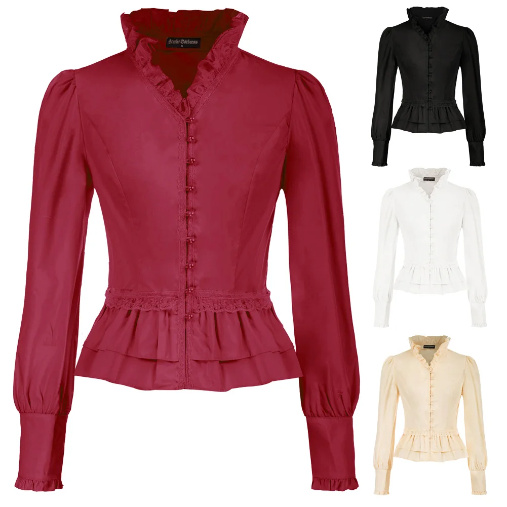 Женские рубашки SD в викторианском стиле стимпанк Готическая блузка с длинным