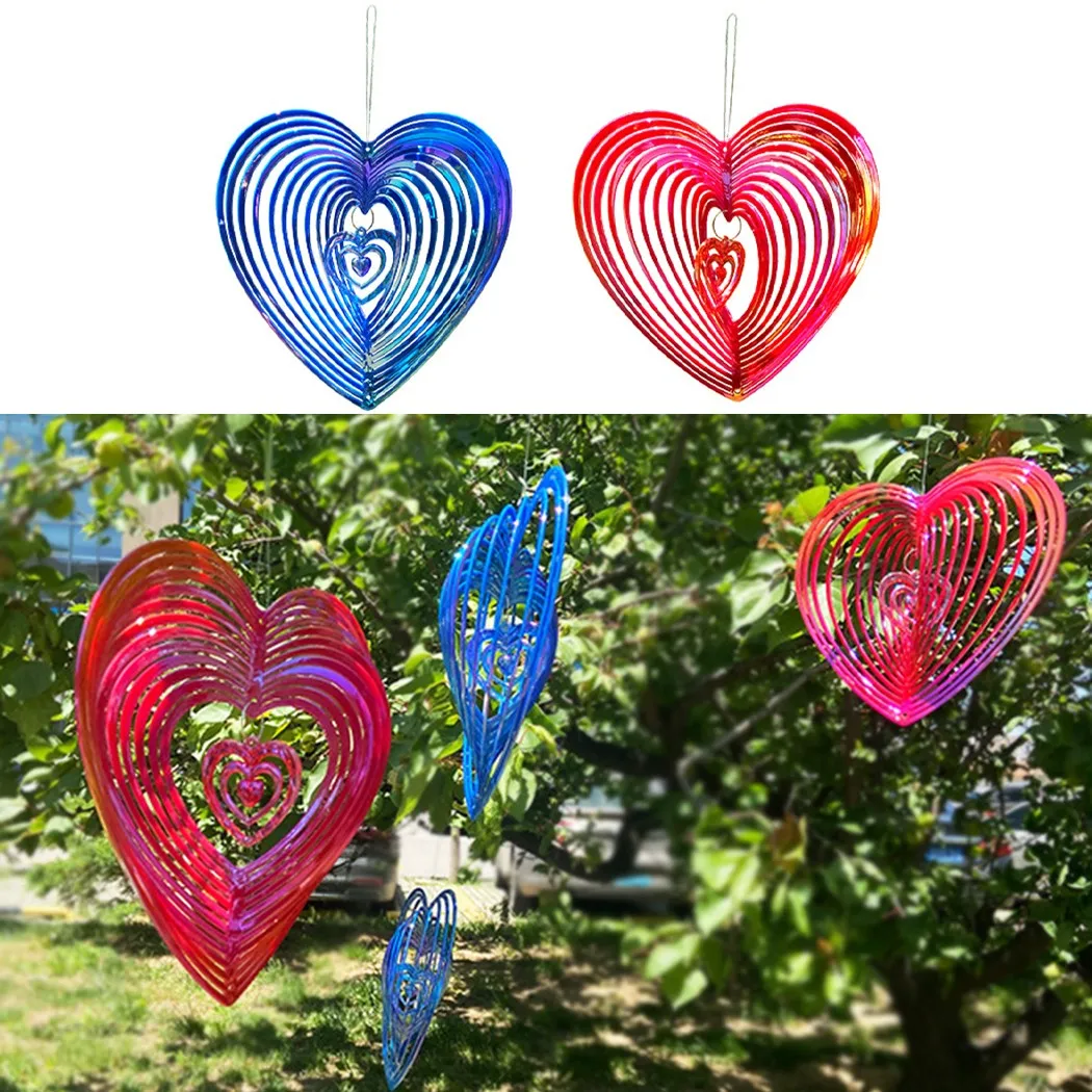 

1pcs Beating Heart Wind Spinner Yard Garden ABS Wind Catcher Love Metal Wind Chime Rotating Wind Chime Hang Decoration Ornament