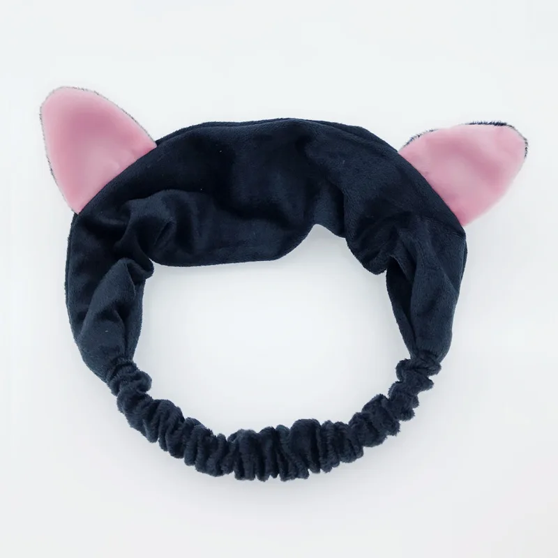 Милые эластичные повязки на голову из кораллового флиса с кошачьими ушками для