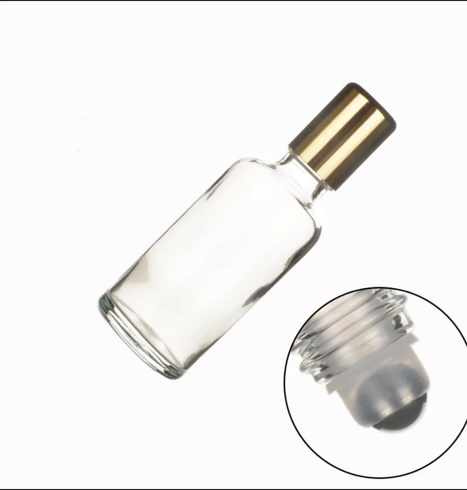 

Vip link 100PCS 50ml clear glass bottles with gold aluminum top and roller ball