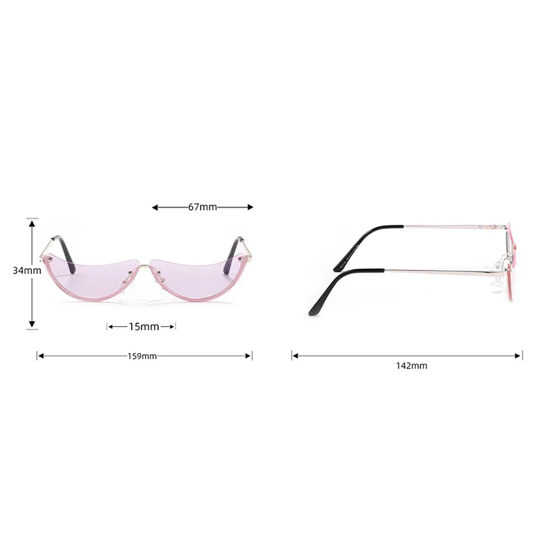 

Half-frame 2021 Free semi-circle shipping ocean color lens sunglasses without border female Korean edition new personality toad